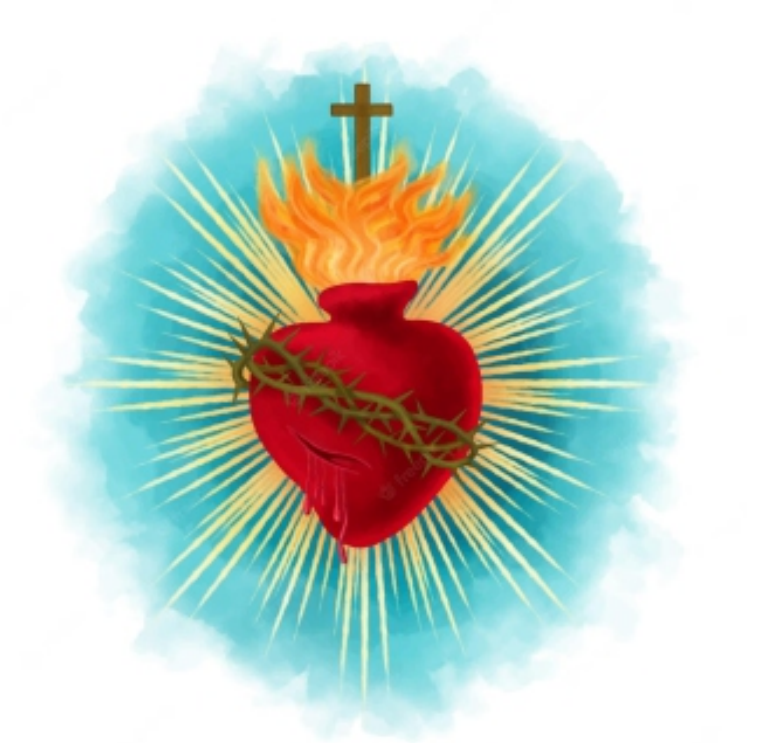 Святейшее Сердце Иисуса с крестом и пламенем
